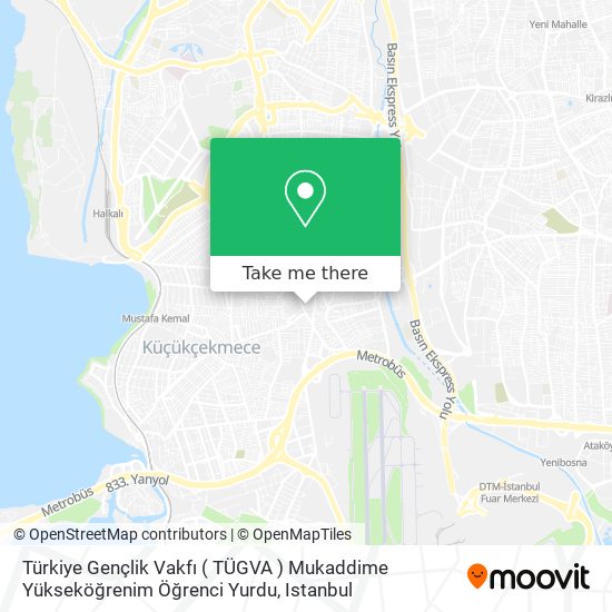 Türkiye Gençlik Vakfı ( TÜGVA ) Mukaddime Yükseköğrenim Öğrenci Yurdu map