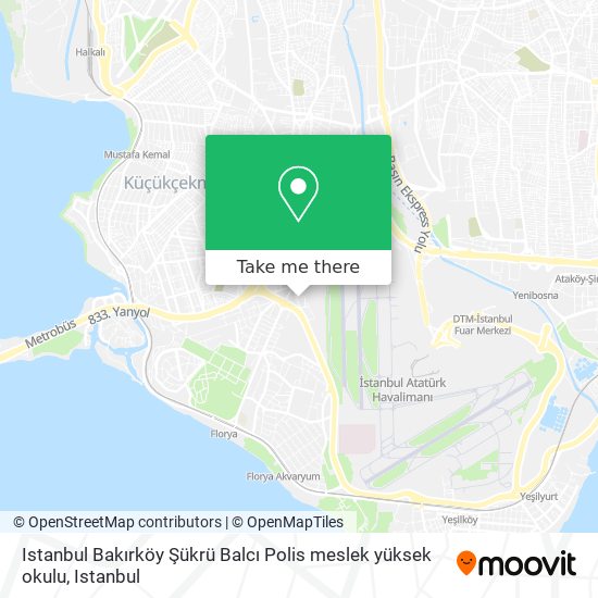 Istanbul Bakırköy Şükrü Balcı Polis meslek yüksek okulu map