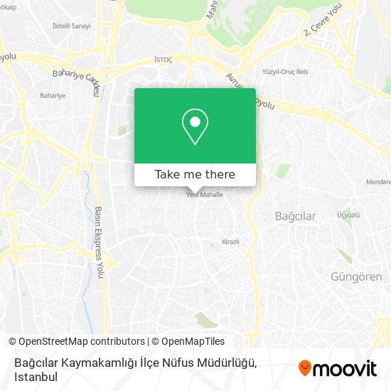 Bağcılar Kaymakamlığı İlçe Nüfus Müdürlüğü map