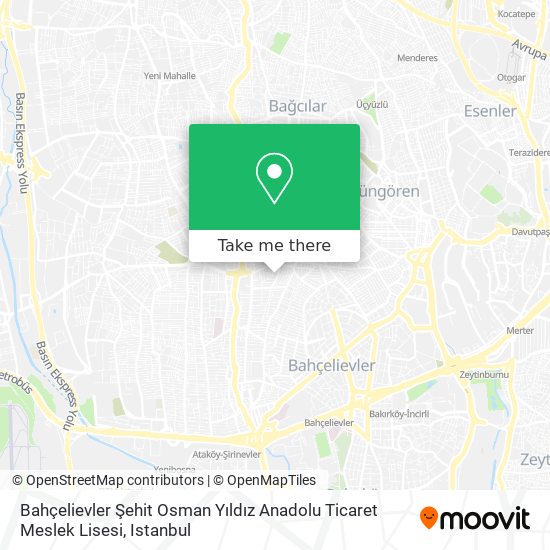 Bahçelievler Şehit Osman Yıldız Anadolu Ticaret Meslek Lisesi map