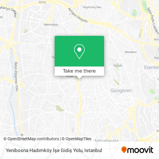 Yenibosna Hadımköy İşe Gidiş Yolu map