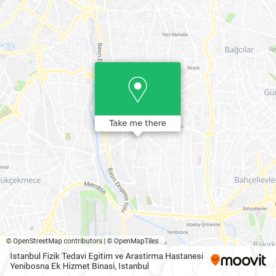 Istanbul Fizik Tedavi Egitim ve Arastirma Hastanesi Yenibosna Ek Hizmet Binasi map