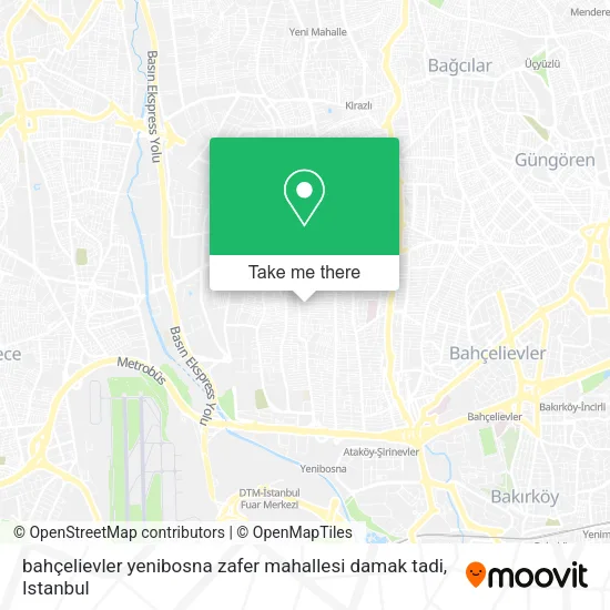 bahçelievler yenibosna zafer mahallesi damak tadi map