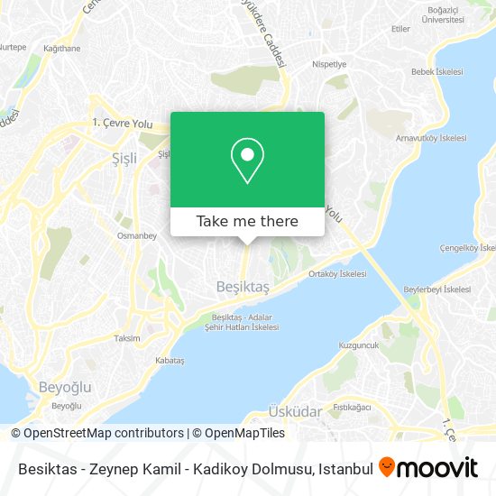 Besiktas - Zeynep Kamil - Kadikoy Dolmusu map