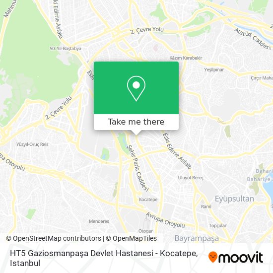 HT5 Gaziosmanpaşa Devlet Hastanesi - Kocatepe map