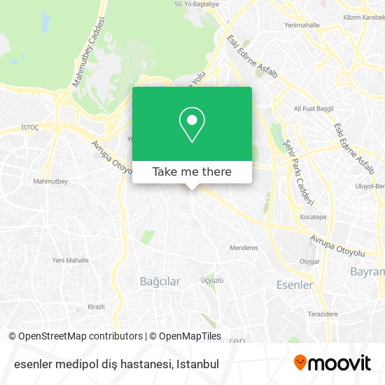 esenler medipol diş hastanesi map