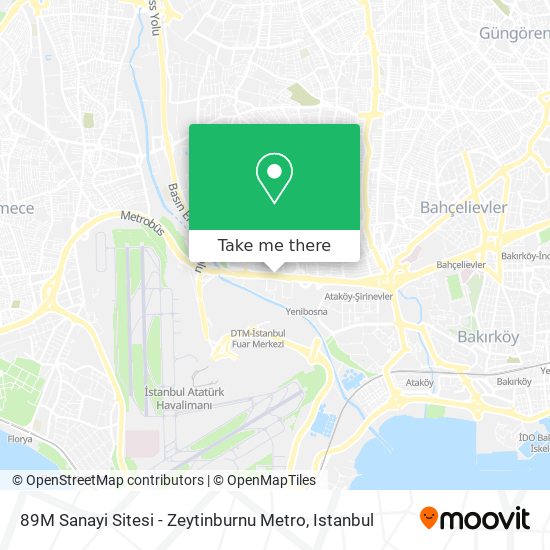 89M Sanayi Sitesi - Zeytinburnu Metro map