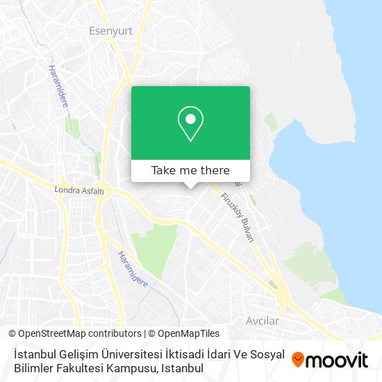 İstanbul Gelişim Üniversitesi İktisadi İdari Ve Sosyal Bilimler Fakultesi Kampusu map