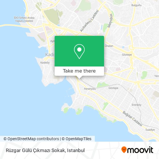 How to get to Rüzgar Gülü Çıkmazı Sokak in Kadıköy by Bus, Cable Car,  Train, Metro, Ferry or Metrobus?