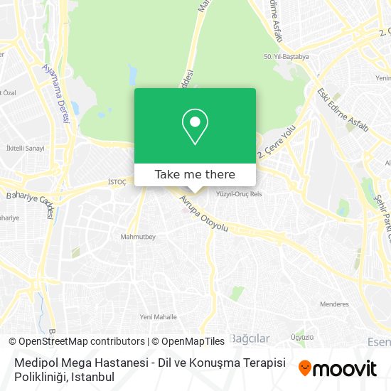 Medipol Mega Hastanesi - Dil ve Konuşma Terapisi Polikliniği map