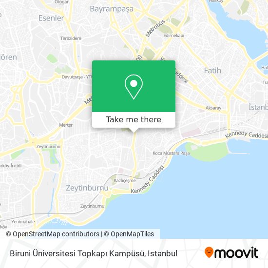 how to get to biruni universitesi topkapi kampusu in zeytinburnu by bus train cable car or metro