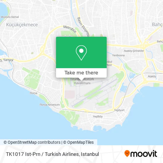 TK1017 Ist-Prn / Turkish Airlines map