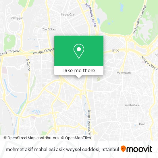 mehmet akif mahallesi asik weysel caddesi map