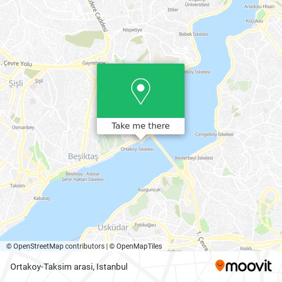 Ortakoy-Taksim arasi map