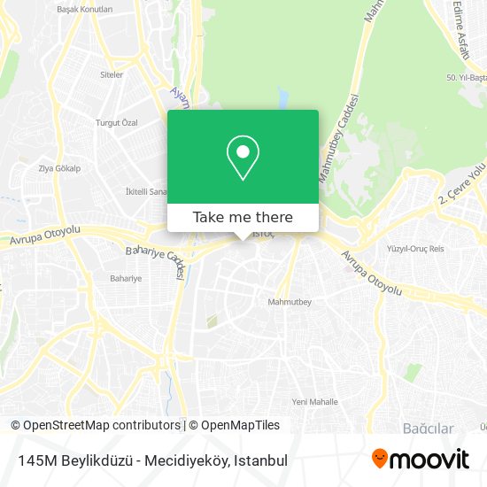 145M Beylikdüzü - Mecidiyeköy map