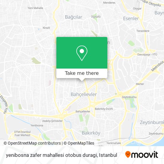 yenibosna zafer mahallesi otobus duragi map