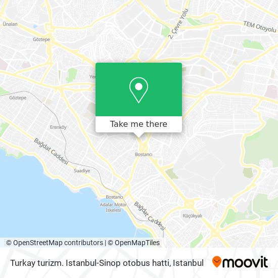 Turkay turizm. Istanbul-Sinop otobus hatti map