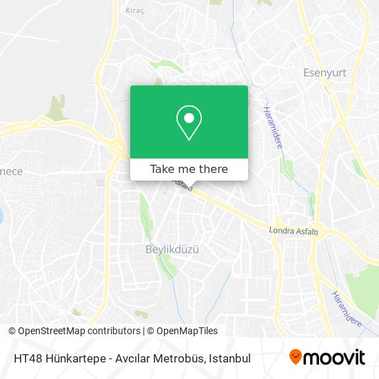 HT48 Hünkartepe - Avcılar Metrobüs map