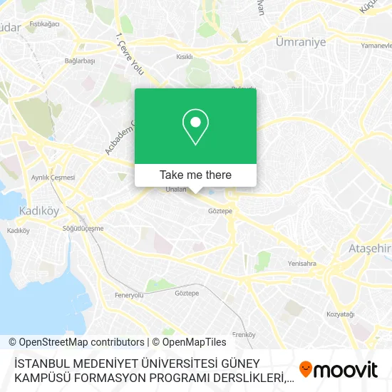 İSTANBUL MEDENİYET ÜNİVERSİTESİ GÜNEY KAMPÜSÜ FORMASYON PROGRAMI  DERSLİKLERİ map