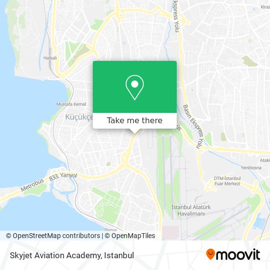 how to get to skyjet aviation academy in kucukcekmece by bus metro or cable car