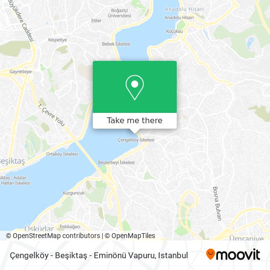 Çengelköy - Beşiktaş - Eminönü Vapuru map