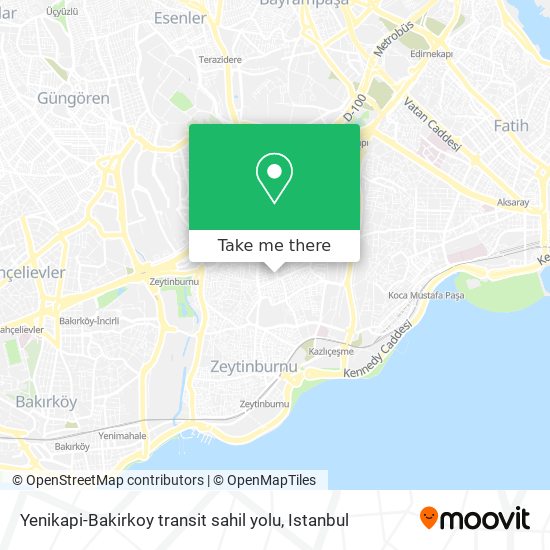 Yenikapi-Bakirkoy transit sahil yolu map