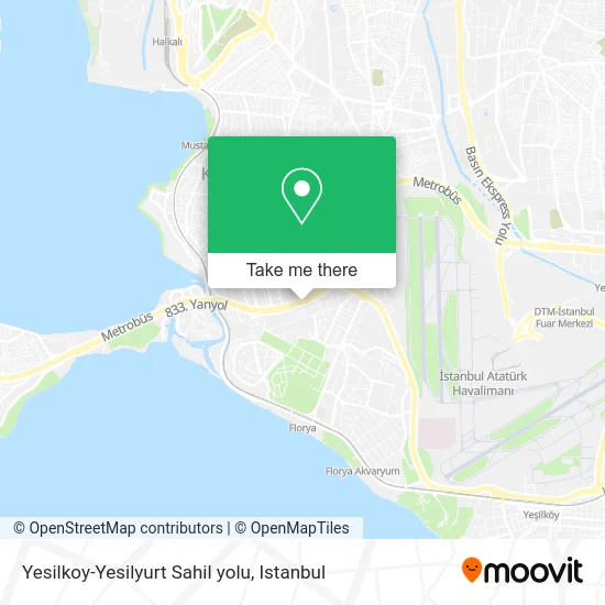 Yesilkoy-Yesilyurt Sahil yolu map