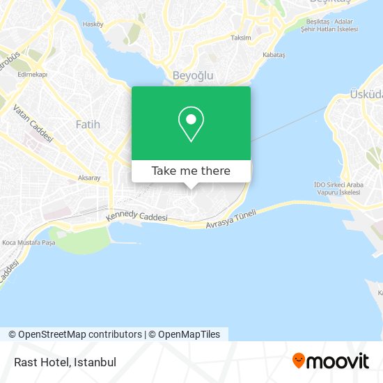 how to get to rast hotel in fatih by bus train tram metro or cable car