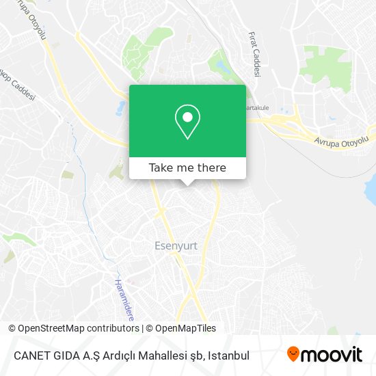 CANET GIDA A.Ş Ardıçlı Mahallesi şb map