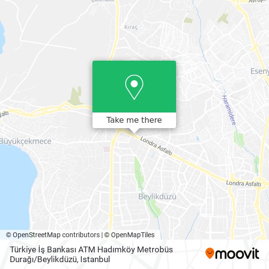 Türkiye İş Bankası ATM Hadımköy Metrobüs Durağı / Beylikdüzü map