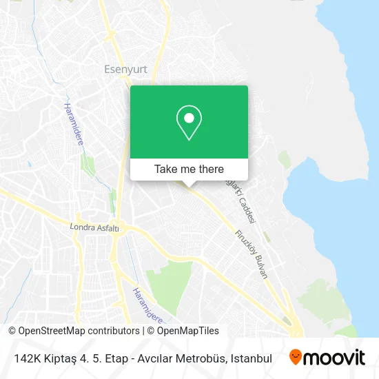 142K Kiptaş 4. 5. Etap - Avcılar Metrobüs map