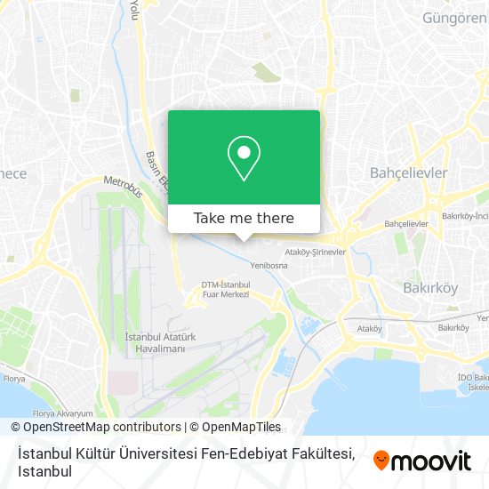 İstanbul Kültür Üniversitesi Fen-Edebiyat Fakültesi map
