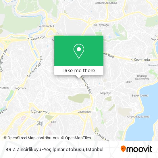 49 Z Zincirlikuyu -Yeşilpınar otobüsü map
