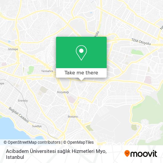 Acibadem Üniversitesi sağlık Hizmetleri Myo map