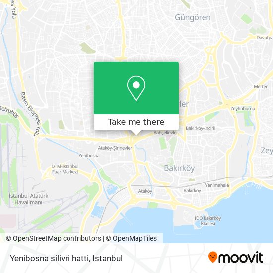 Yenibosna silivri hatti map