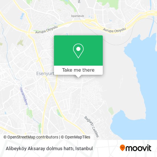 Alibeyköy Aksaray dolmus hattı map