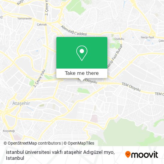 istanbul üniversitesi vakfı ataşehir  Adıgüzel myo map