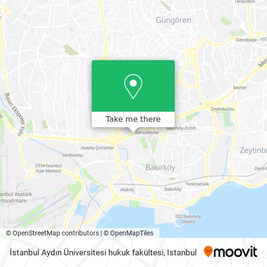 İstanbul Aydın Üniversitesi hukuk fakültesi map