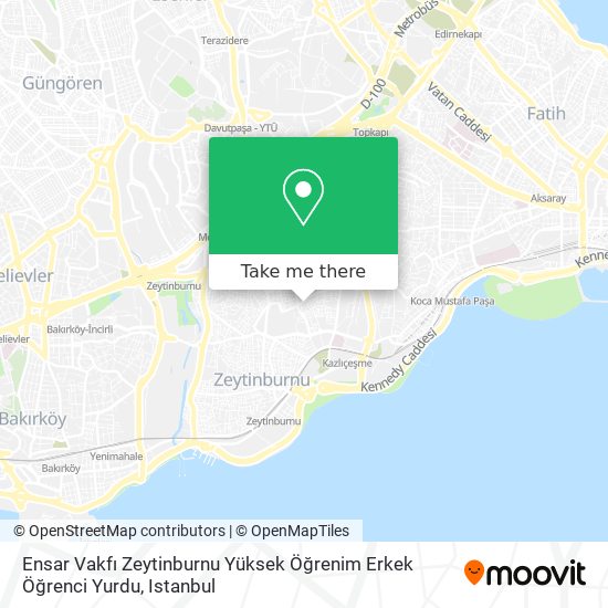 Ensar Vakfı Zeytinburnu Yüksek Öğrenim Erkek Öğrenci Yurdu map