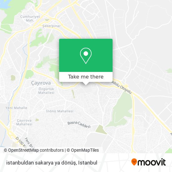 istanbuldan sakarya ya dönüş map