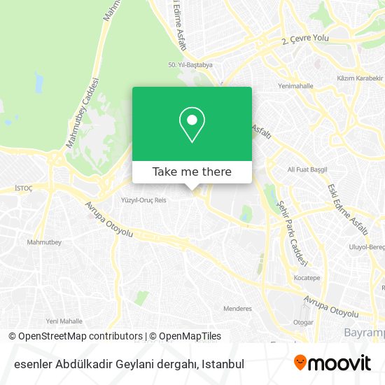 esenler Abdülkadir Geylani dergahı map