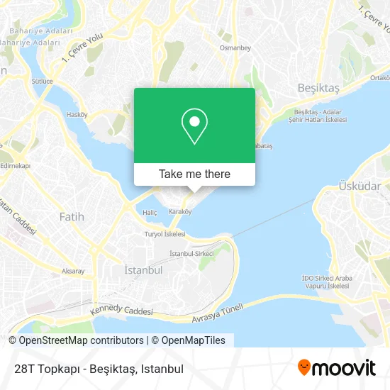 28T Topkapı - Beşiktaş map