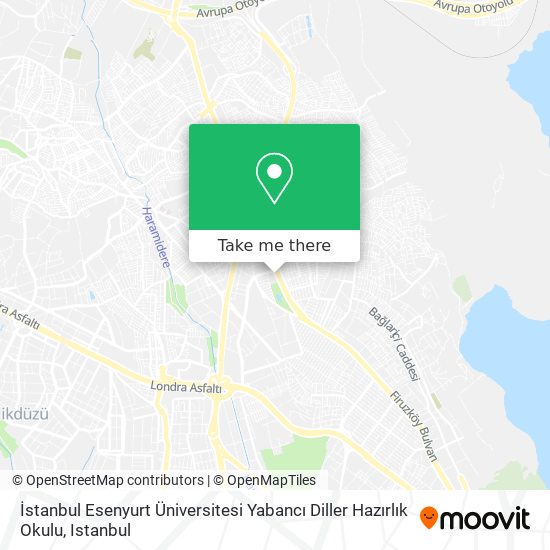 İstanbul Esenyurt Üniversitesi Yabancı Diller Hazırlık Okulu map