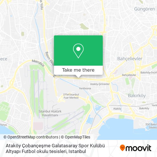Ataköy Çobançeşme Galatasaray Spor Kulübü Altyapı Futbol okulu tesisleri map