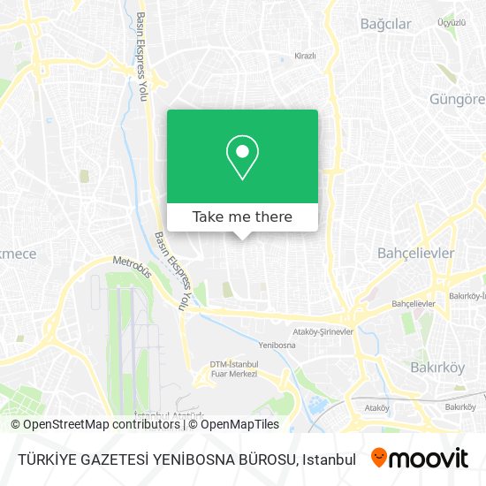 TÜRKİYE GAZETESİ YENİBOSNA BÜROSU map