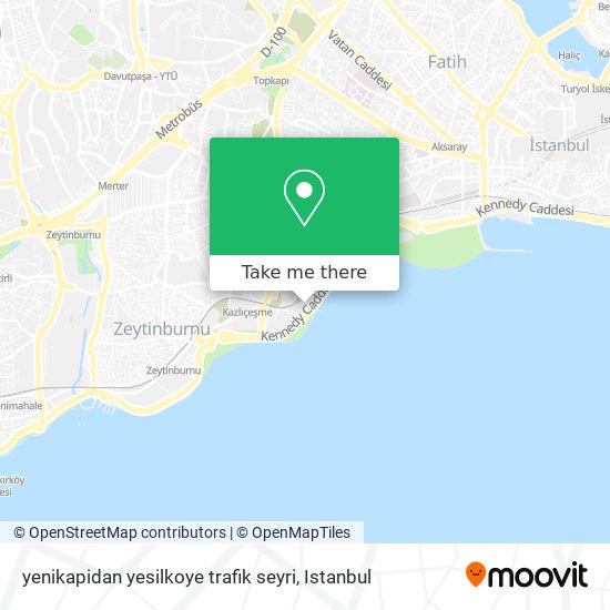 yenikapidan yesilkoye trafik seyri map