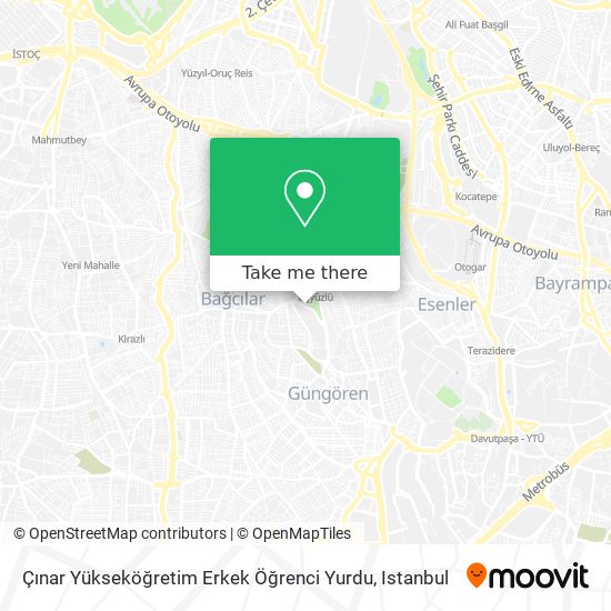 Çınar Yükseköğretim Erkek Öğrenci Yurdu map
