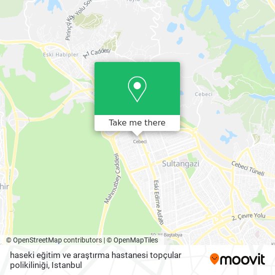 haseki eğitim ve araştırma hastanesi topçular polikiliniği map