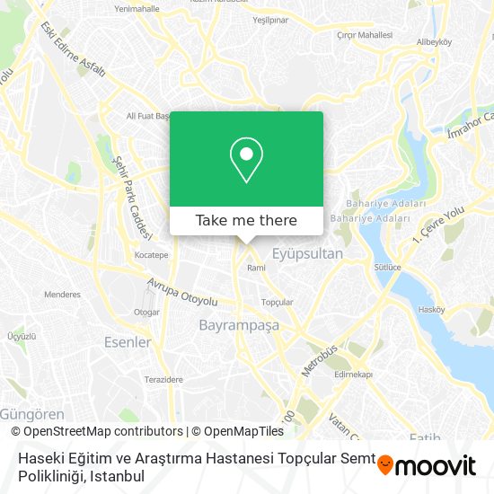 Haseki Eğitim ve Araştırma Hastanesi Topçular Semt Polikliniği map