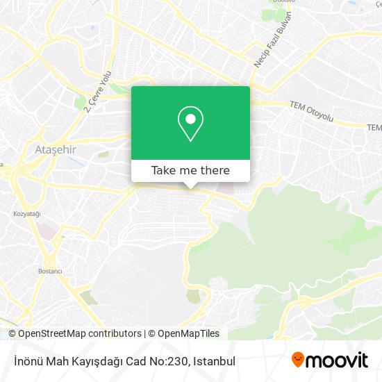 how to get to inonu mah kayisdagi cad no 230 in atasehir by bus cable car train or ferry
